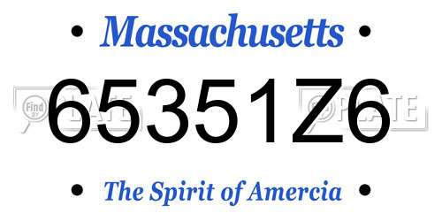 65351Z6 Massachusetts License Plate