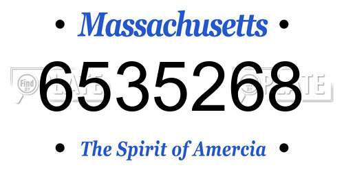6535268 Massachusetts License Plate