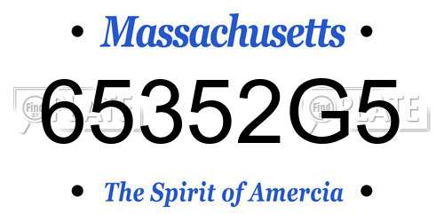 65352G5 Massachusetts License Plate