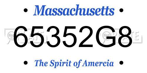 65352G8 Massachusetts License Plate
