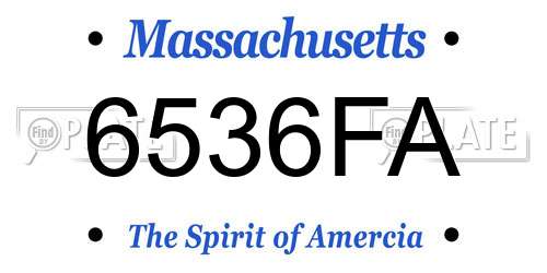 6536FA Massachusetts License Plate