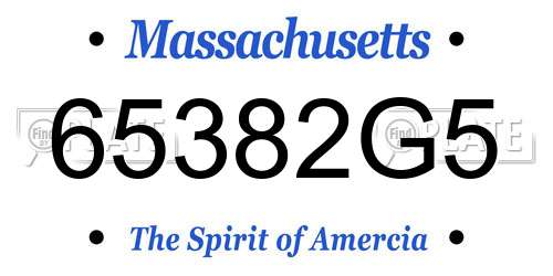 65382G5 Massachusetts License Plate