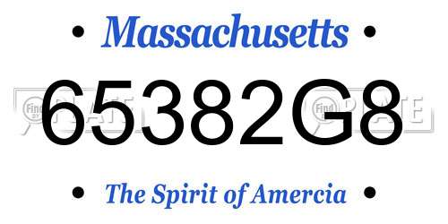 65382G8 Massachusetts License Plate