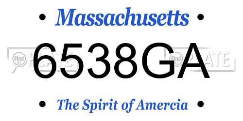 6538GA Massachusetts License Plate