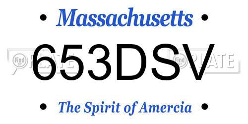 653DSV Massachusetts License Plate