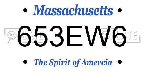 653EW6 Massachusetts License Plate