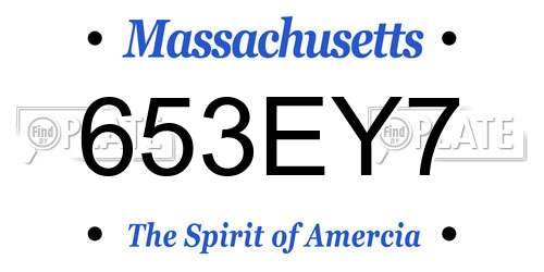 653EY7 Massachusetts License Plate