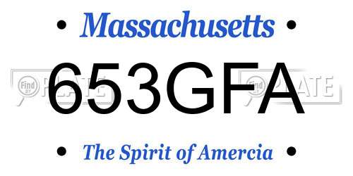 653GFA Massachusetts License Plate