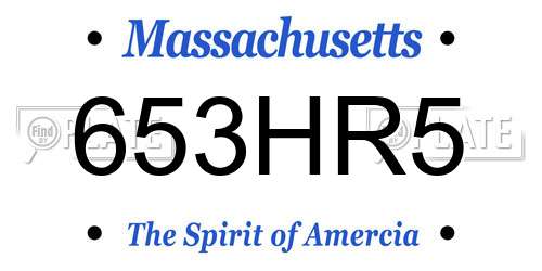 653HR5 Massachusetts License Plate