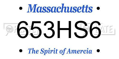 653HS6 Massachusetts License Plate