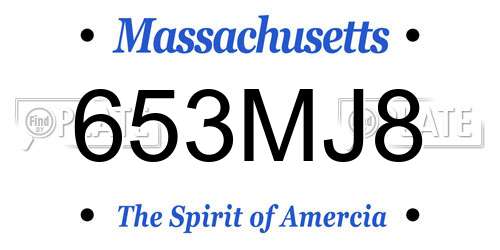 653MJ8 Massachusetts License Plate