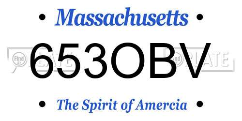 653OBV Massachusetts License Plate