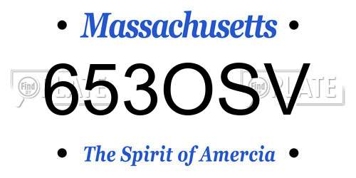653OSV Massachusetts License Plate