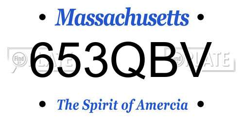 653QBV Massachusetts License Plate