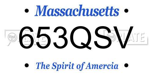 653QSV Massachusetts License Plate