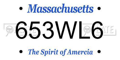 653WL6 Massachusetts License Plate
