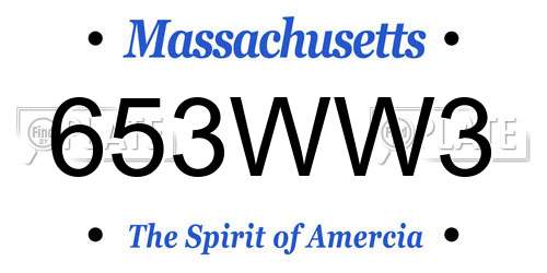 653WW3 Massachusetts License Plate