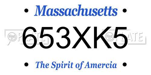 653XK5 Massachusetts License Plate