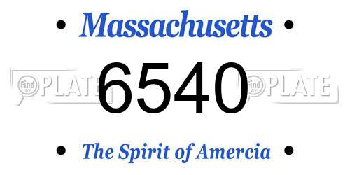 6540 Massachusetts License Plate