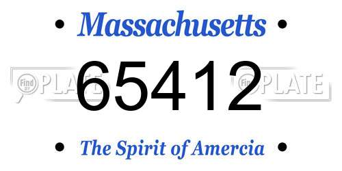 65412 Massachusetts License Plate