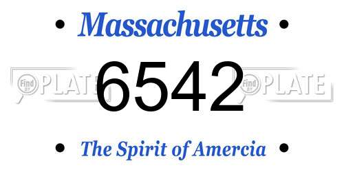 6542 Massachusetts License Plate