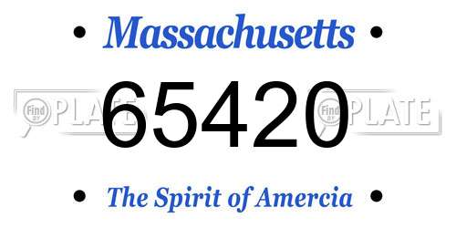 65420 Massachusetts License Plate