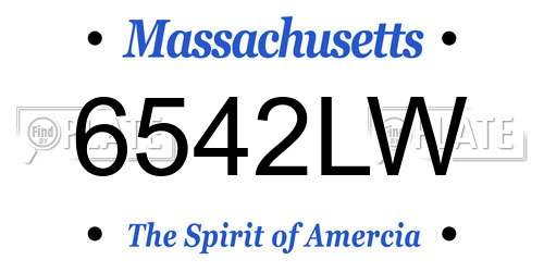 6542LW Massachusetts License Plate