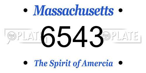 6543 Massachusetts License Plate