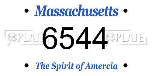 6544 Massachusetts License Plate