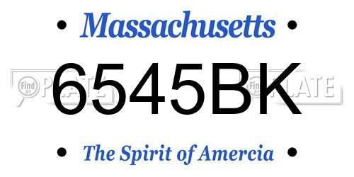 6545BK Massachusetts License Plate