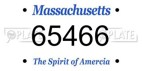 65466 Massachusetts License Plate