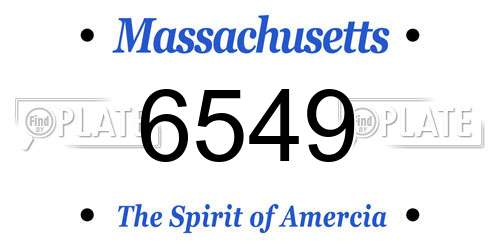 6549 Massachusetts License Plate