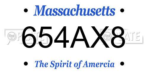 654AX8 Massachusetts License Plate
