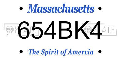 654BK4 Massachusetts License Plate