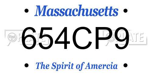 654CP9 Massachusetts License Plate