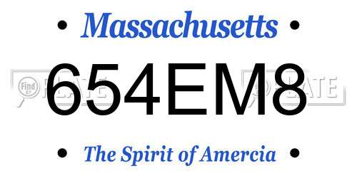 654EM8 Massachusetts License Plate
