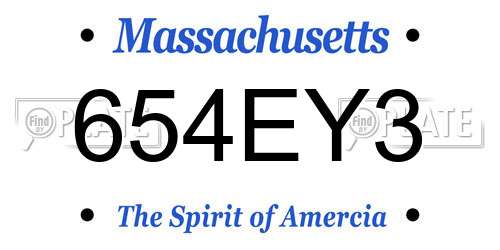 654EY3 Massachusetts License Plate