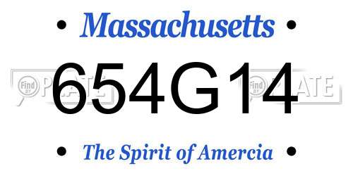 654G14 Massachusetts License Plate