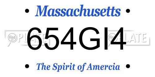 654GI4 Massachusetts License Plate