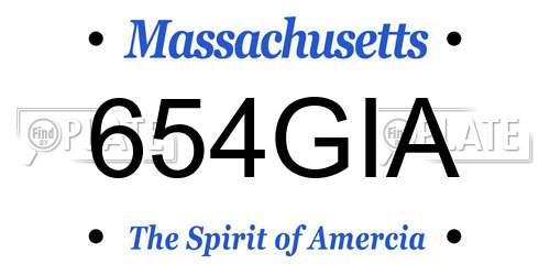 654GIA Massachusetts License Plate
