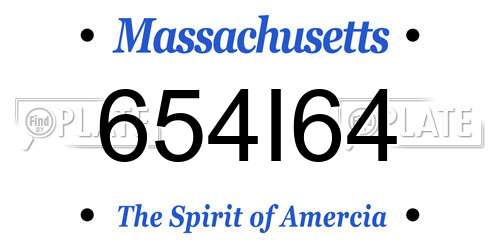 654I64 Massachusetts License Plate