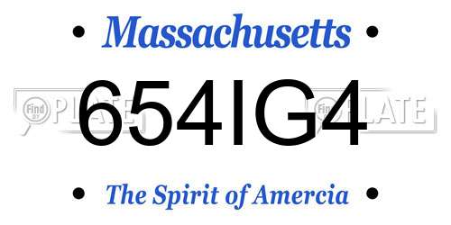 654IG4 Massachusetts License Plate