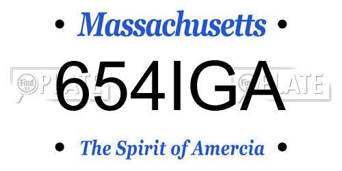 654IGA Massachusetts License Plate