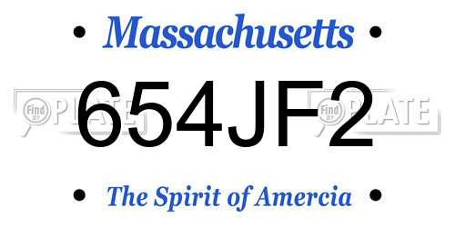 654JF2 Massachusetts License Plate