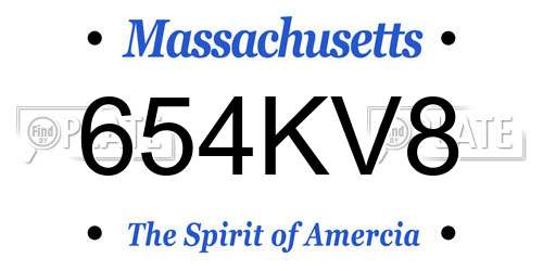 654KV8 Massachusetts License Plate