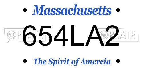 654LA2 Massachusetts License Plate