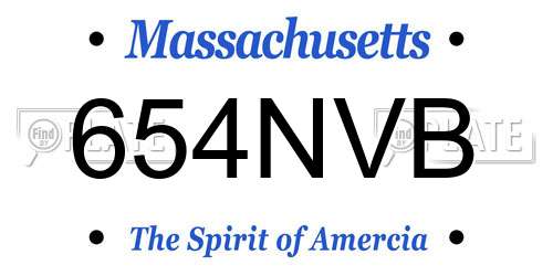654NVB Massachusetts License Plate