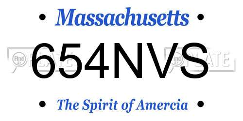 654NVS Massachusetts License Plate