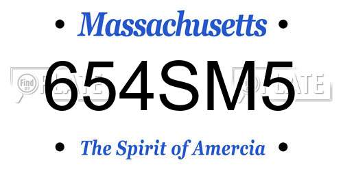 654SM5 Massachusetts License Plate