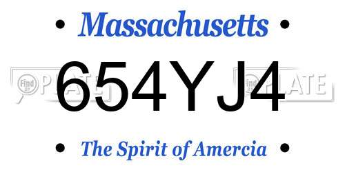 654YJ4 Massachusetts License Plate